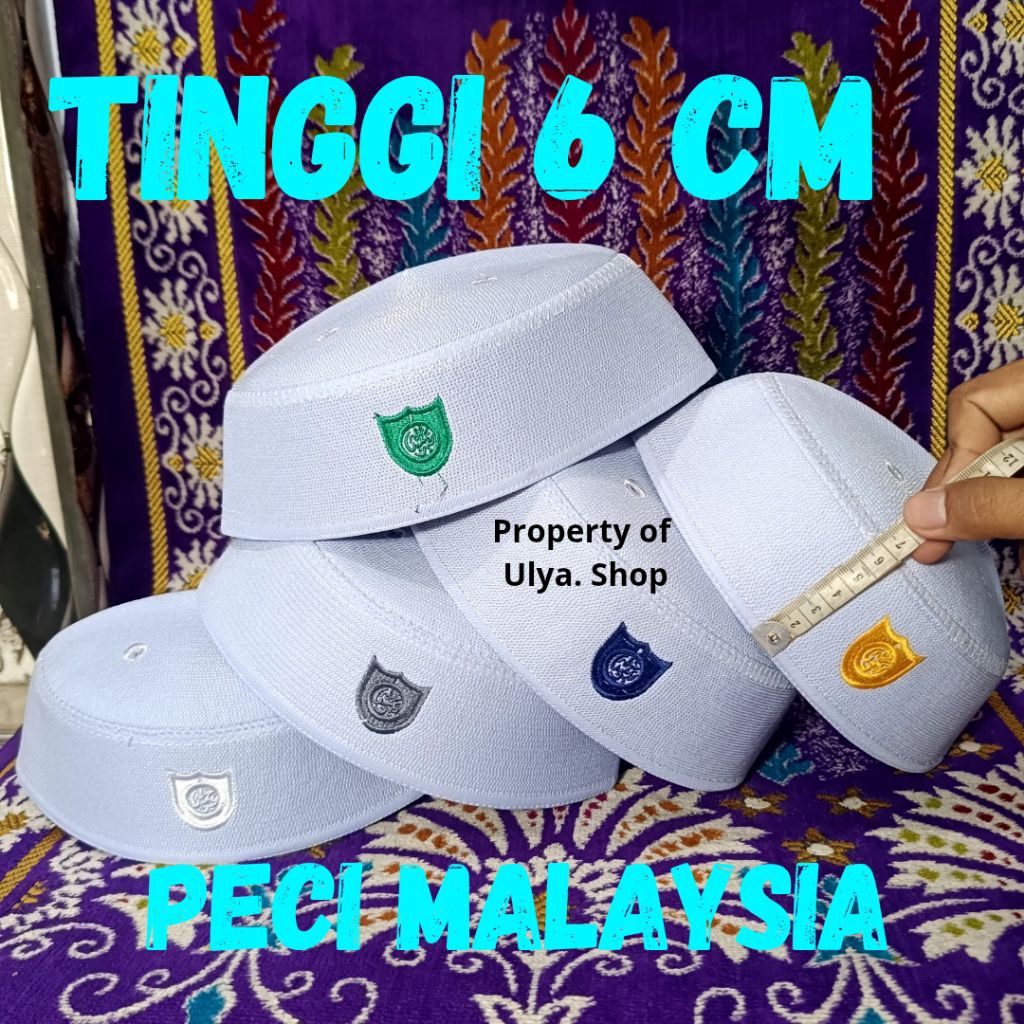 Peci kopyah Malaysia songkok kupluk haji tinggi 6 cm ceper