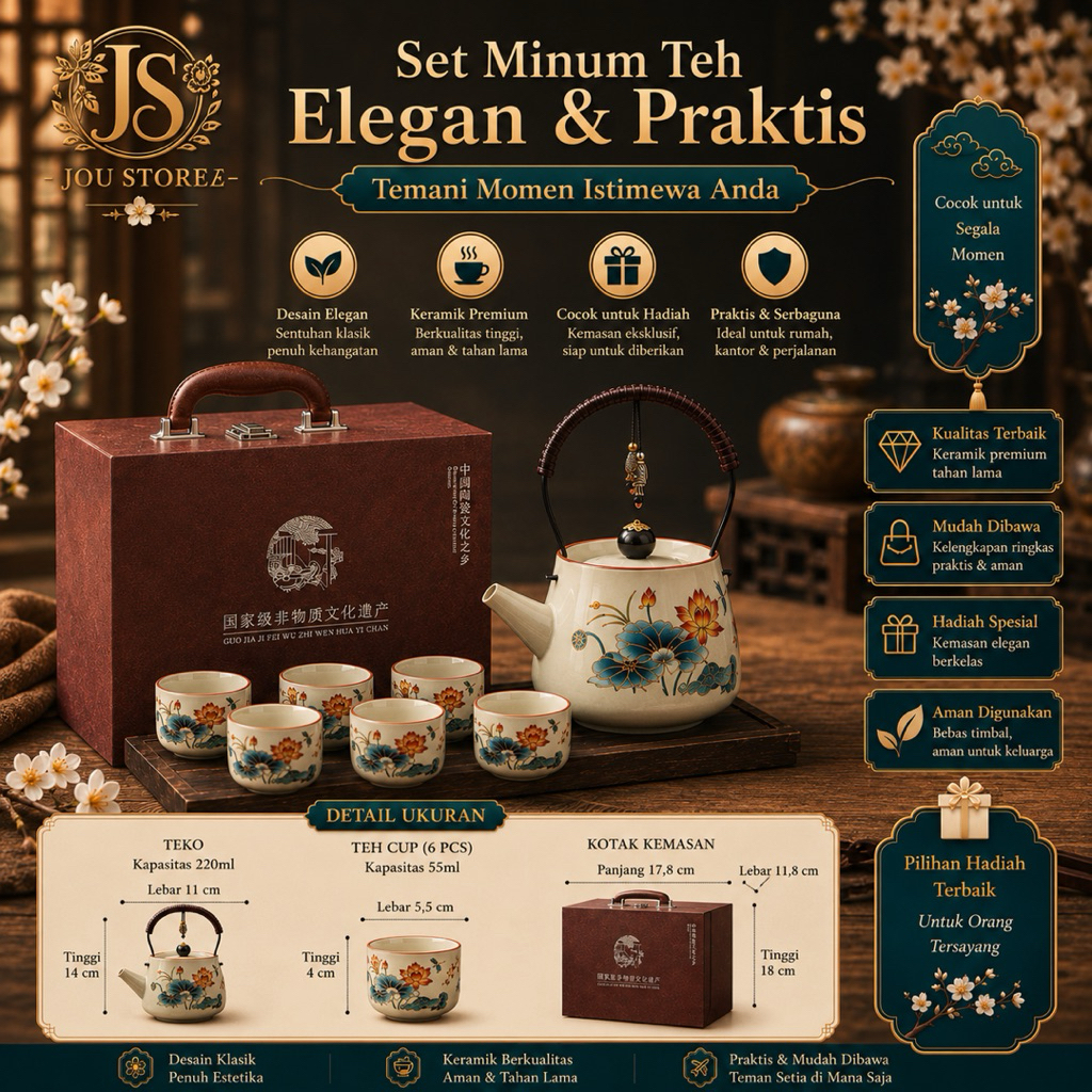 [JOUSTOREE] TEH SET ANTIK KERAMIK CANGKIR TEA SET HAMPERS TEA SET SOUVENIR TEH SET IKAN KERAMIK
