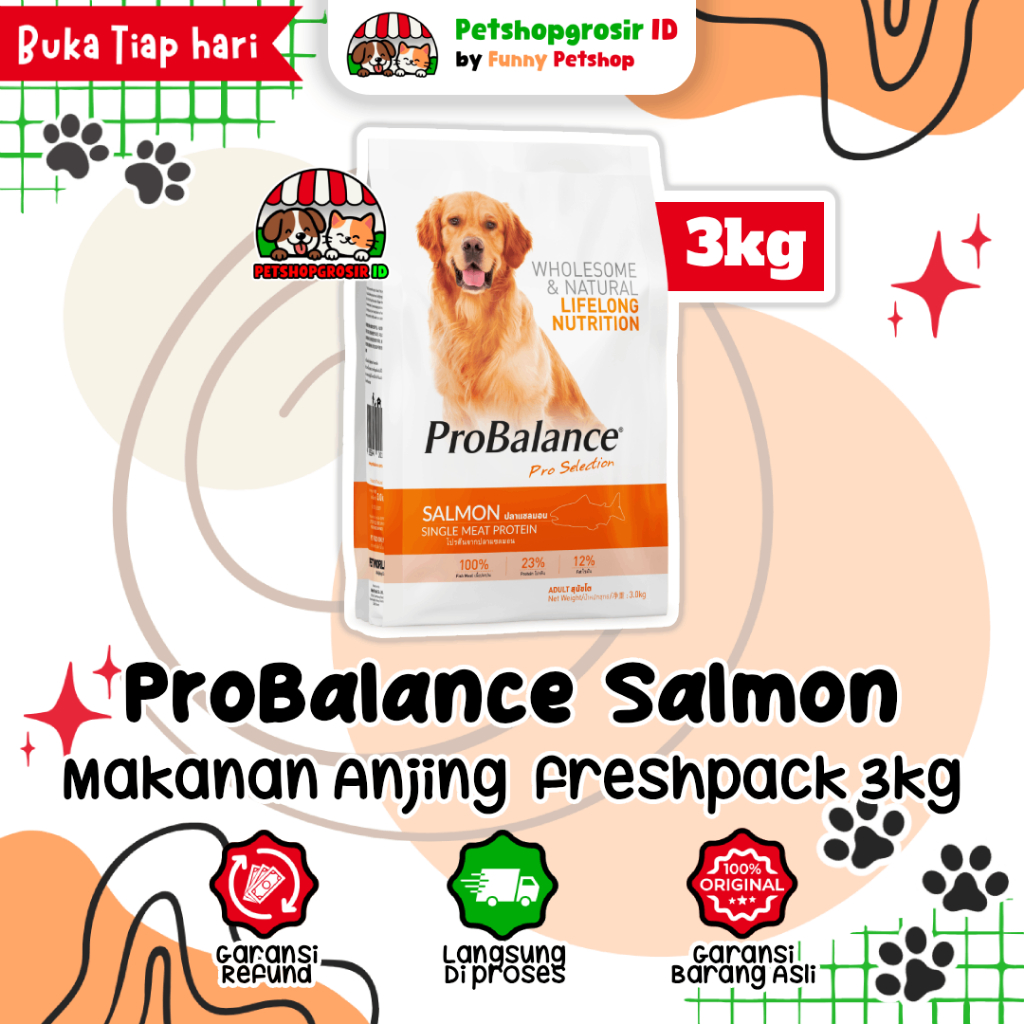 Probalance Salmon 3kg Makanan Anjing Kering Rasa Ikan Salmon