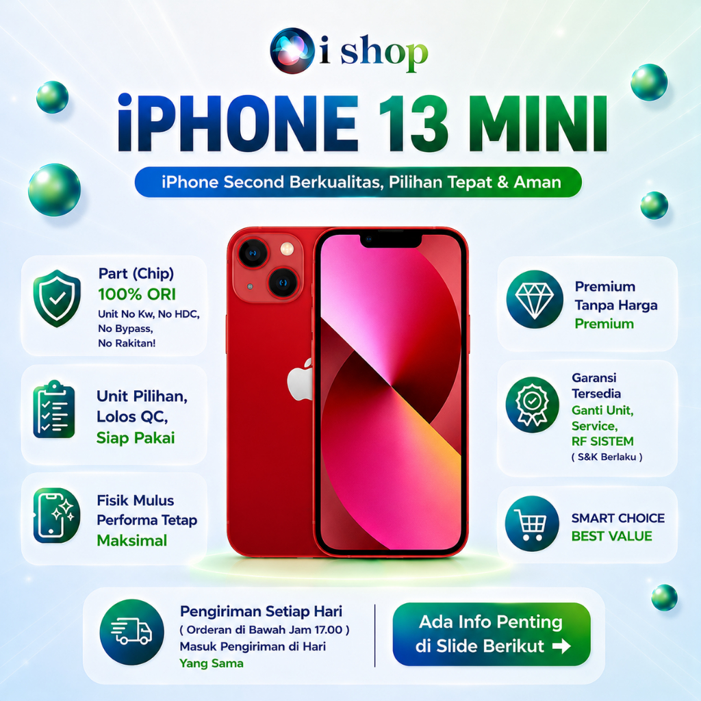 iPhone 13 Mini 128GB,256GB Second Ori Apple Ex Inter Kondisi Fisik Mulus & Normal, ALL SIM , Bekas T
