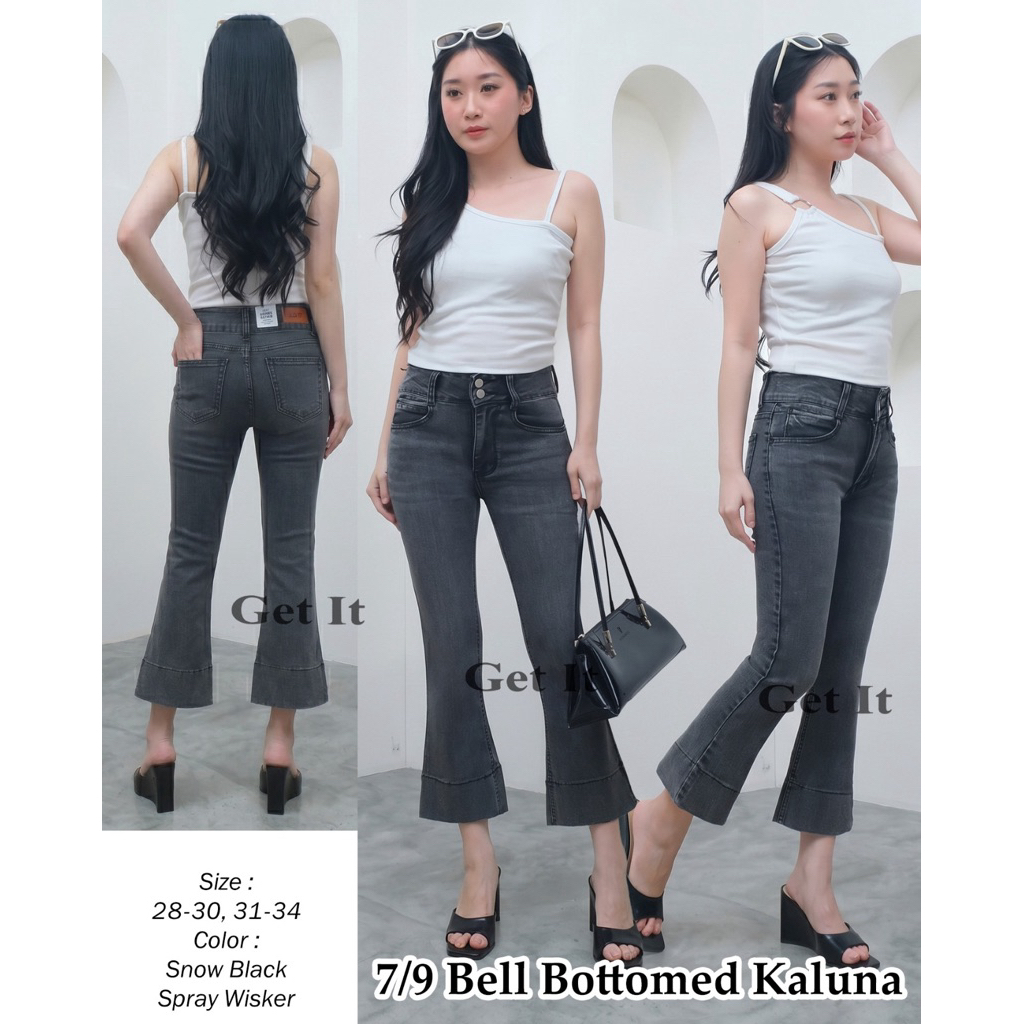 VICENZO LOUISE GET IT JEANS/CELANA CUTBRAY JEANS 7/9 KALUNA SNOW BLACK BAHAN SOFTJEANS STRETCH GET I