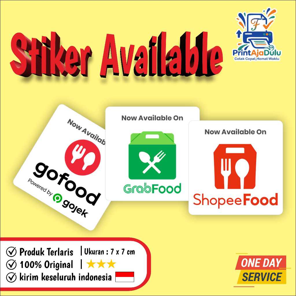 Stiker available on Gofood GrabFood Shopee Food anti air