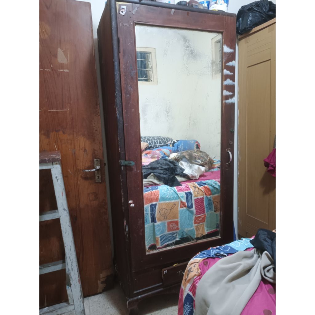 Preloved lemari kayu jati second lemari satu pintu bekas