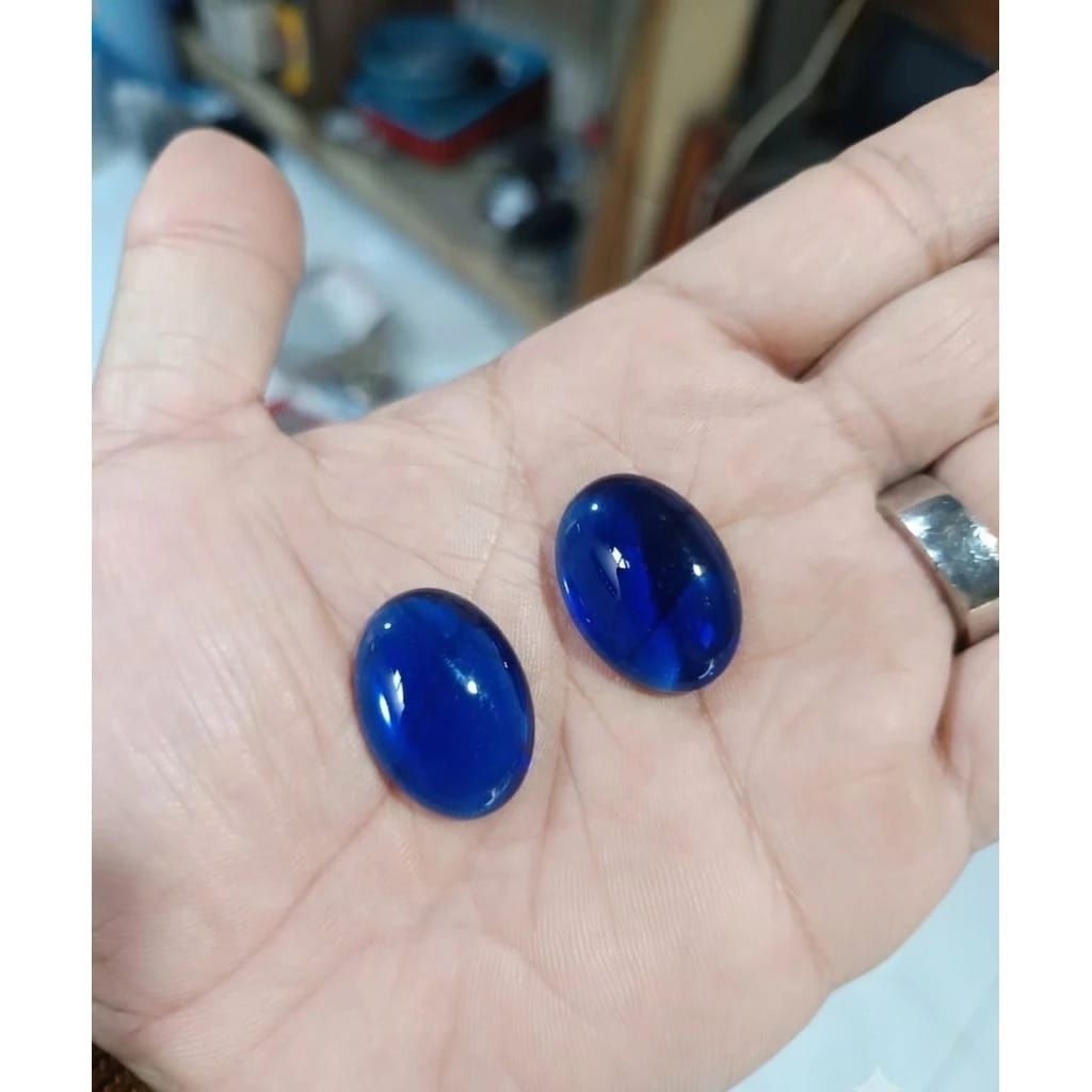 batu akik king safir royalblue oval jumbo 25x18mm