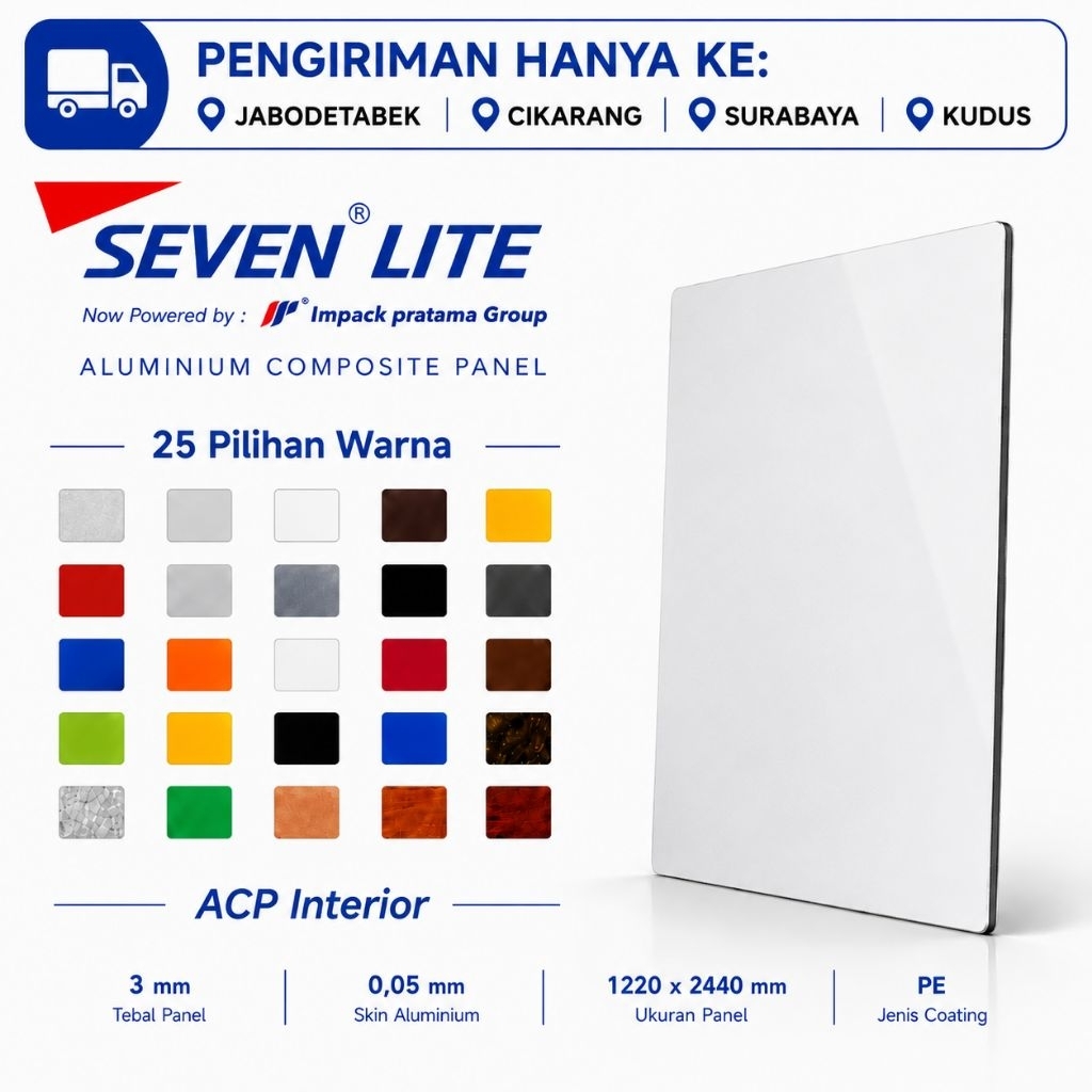 Seven Lite ACP Panel Aluminium 3mm PE 0.05 Komposit Interior 1220x2440 Lembaran