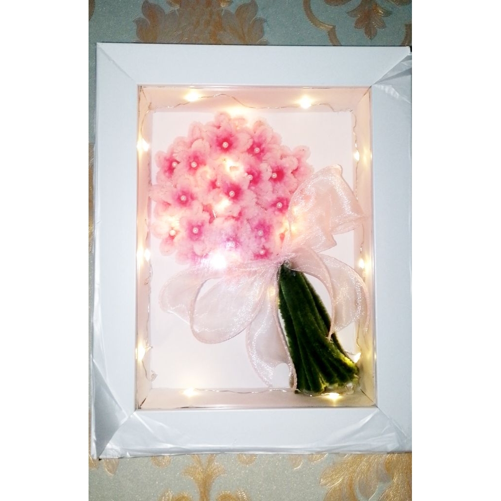 flower in frame | frame bunga kawat bulu kado wedding