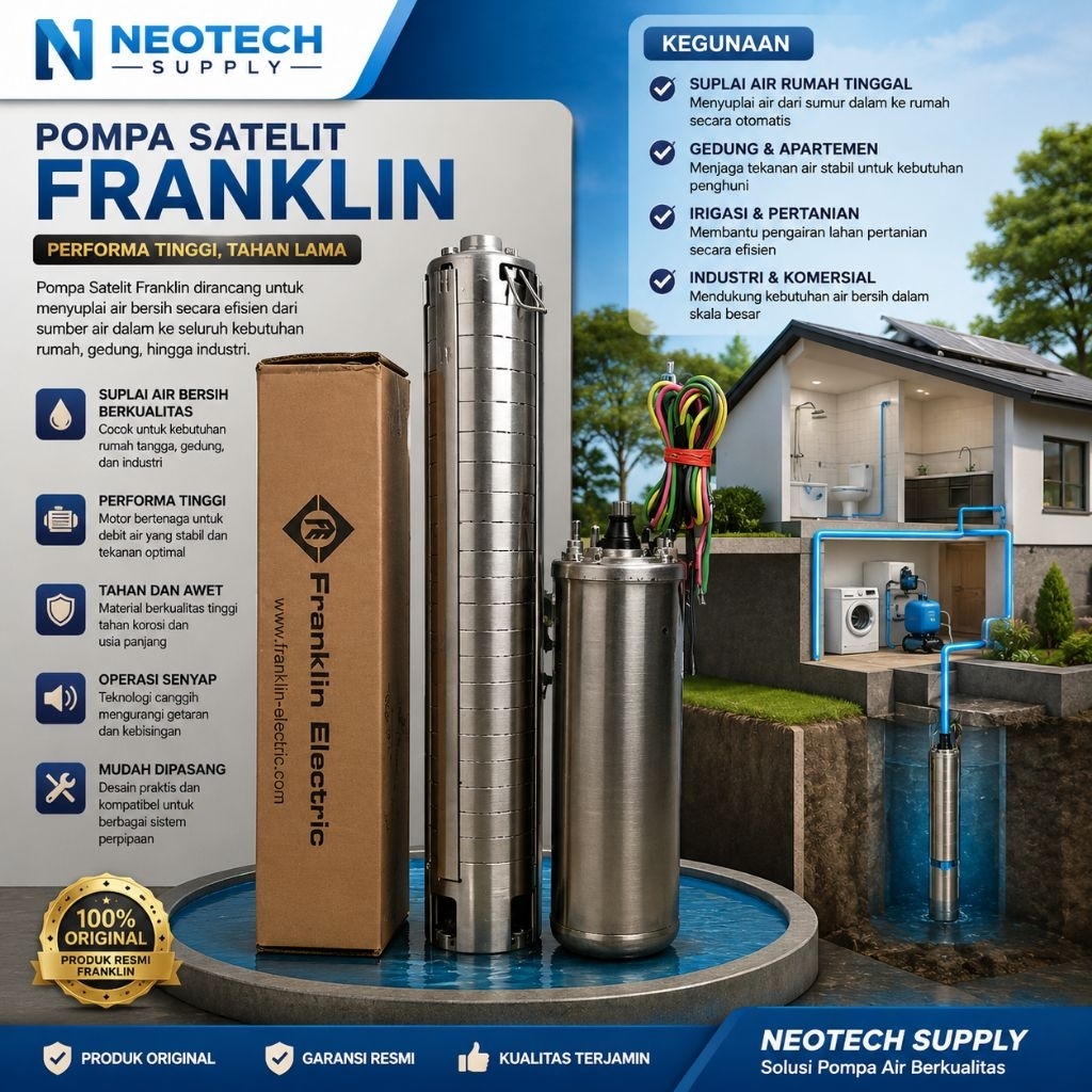 POMPA SATELIT FRANKLIN 5.5HP 3PHASE 4SP8/25 SUBMERSIBLE PUMP FRANKLIN 