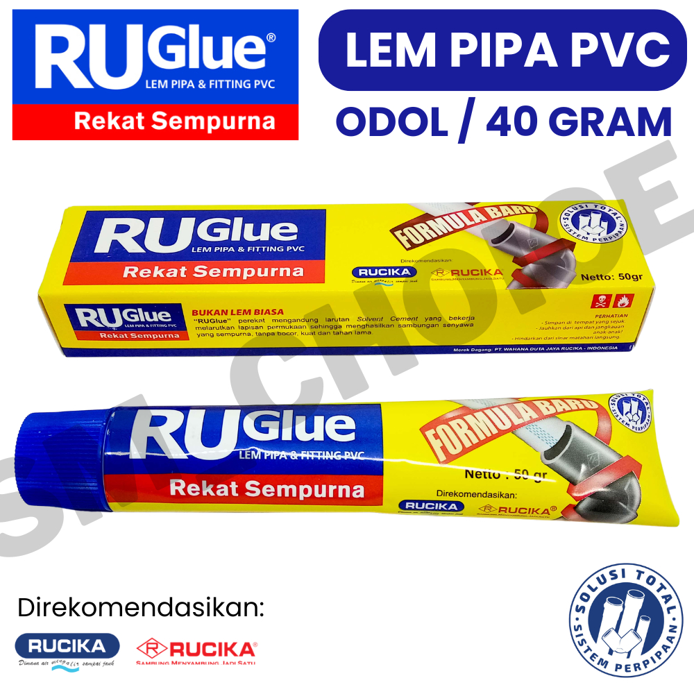RUGLUE LEM PIPA PVC RUGLUE 40 GRAM LEM PIPA ODOL RUGLUE LEM PIPA RUCIKA 40GR