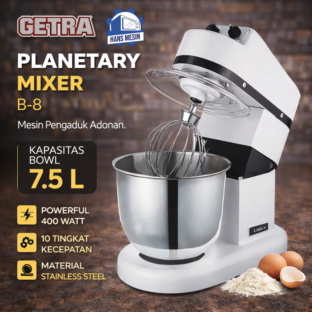 GETRA MIXER KUE 7.5 LITER / PLANETARY MIXER GETRA B-8
