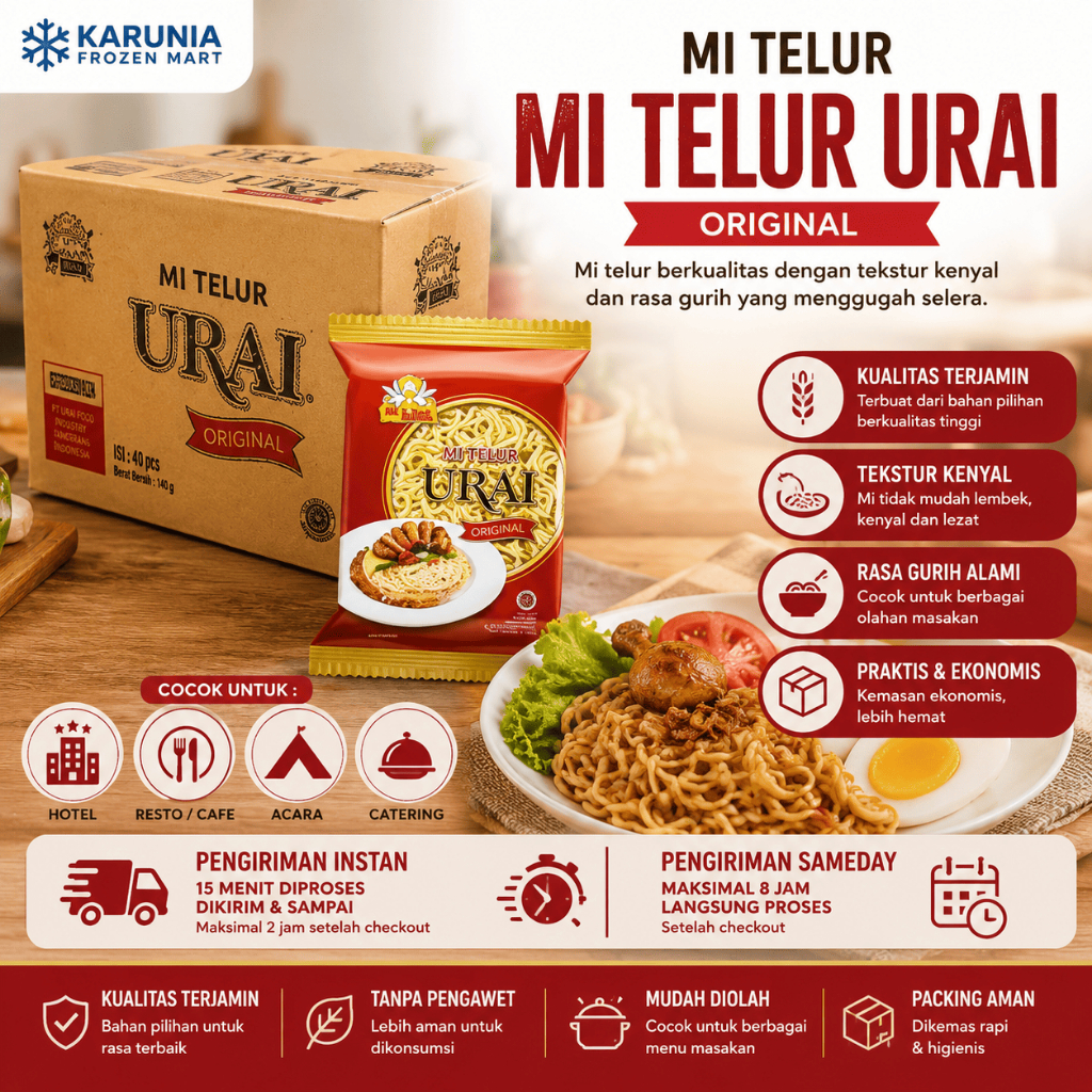 Burung Dara Mie Telur Urai Merah 140g x 24 Pack (1 Karton) Mie Kering Premium | Ready Stock | Instan