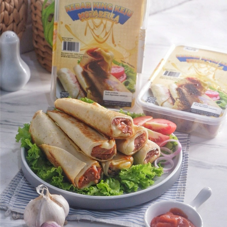 Kebab Mozarella Frozen Keju Lumer Premium — Aura Food Kebab King 350gr/700gr Makanan Frozen Anak Hal