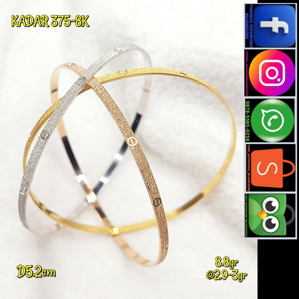 GELANG KERONCONG 3 WARNA KADAR 375-8K