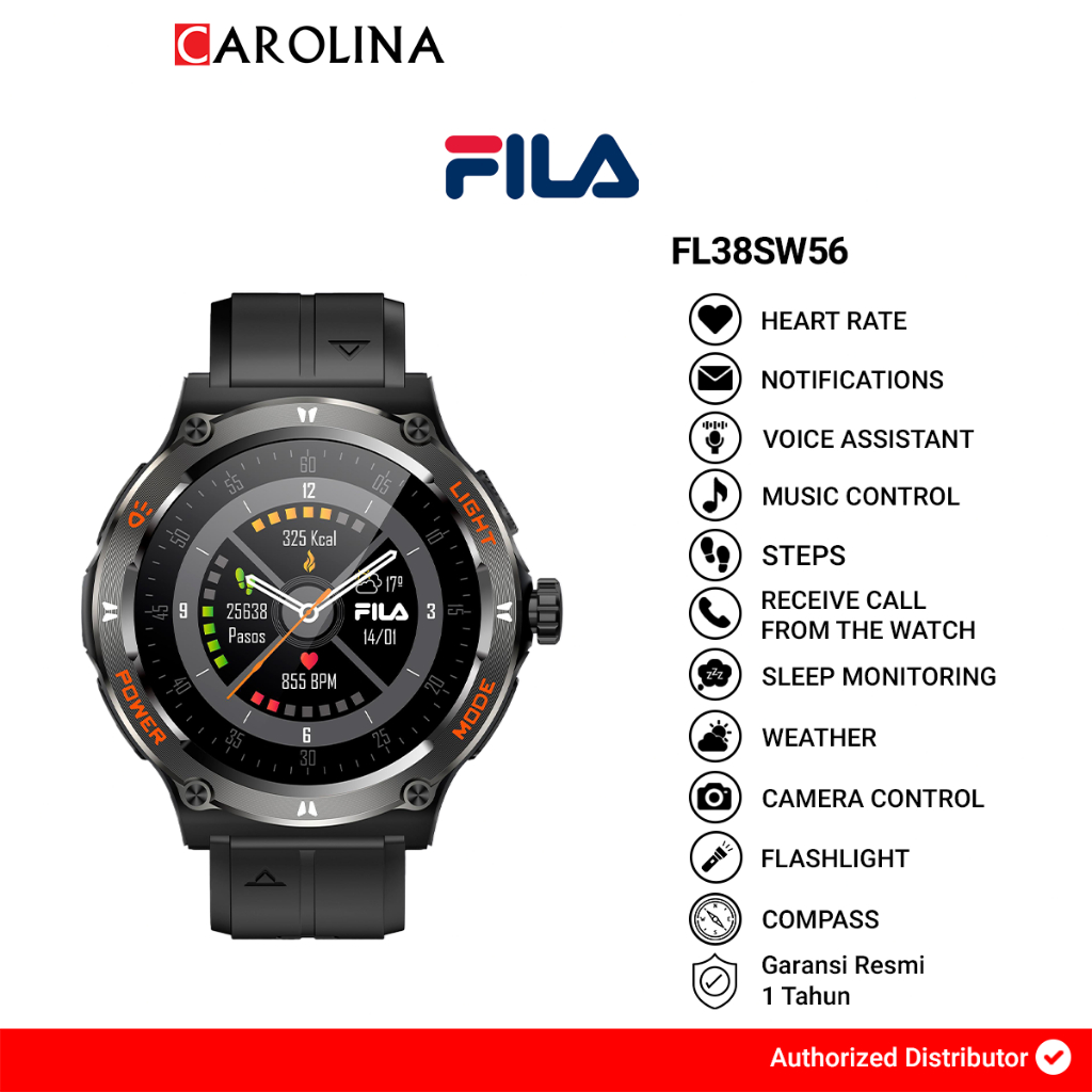 Jam Tangan Pria FILA SmartWatch FL38SW56 Black Silicone + Free Strap