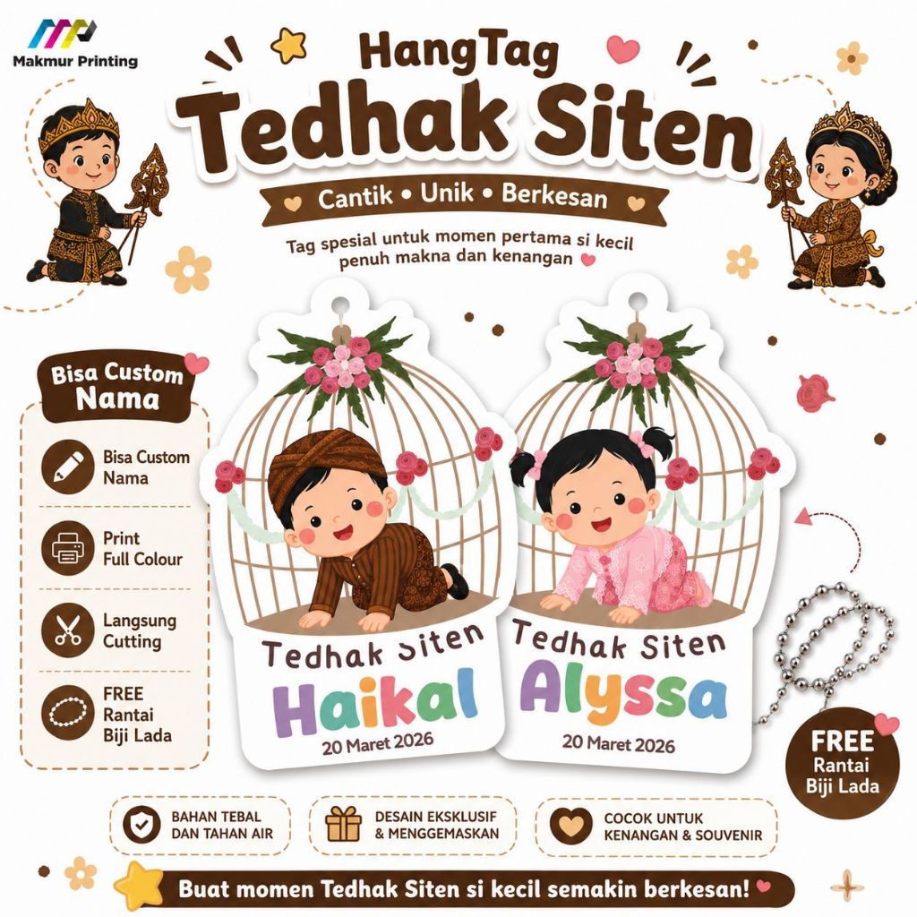 HangTag Tedhak Siten Tema Girl dan Boy | Souvenir FREE Custom Nama