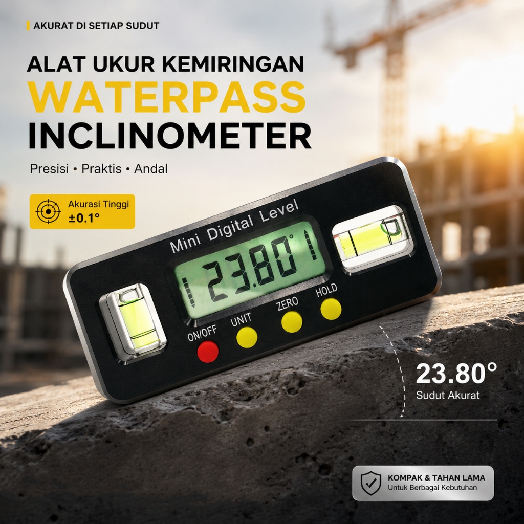 Waterpass Digital Alat Ukur Kemiringan Level Angle Inclinometer DL168