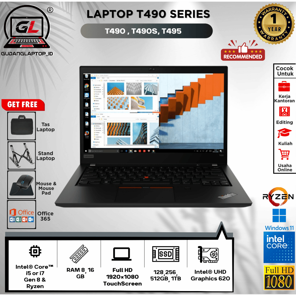 Laptop Lenovo Thinkpad T490/T490S/T495  - Intel Core i5/i7 GEN 8 & Ryzen5/7 - RAM 16GB SSD UP TO 1TB