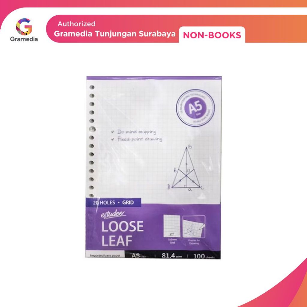 Gramedia Tunjungan : Loose Leaf Estudee Premium - Grid A5 100Sht