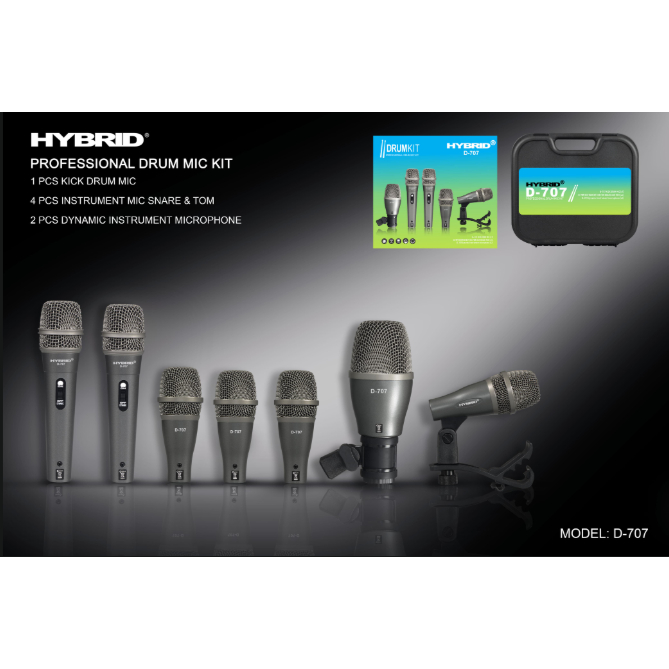 MIC HYBRID DRUM KIT D 707 DRUM SET ORIGINAL