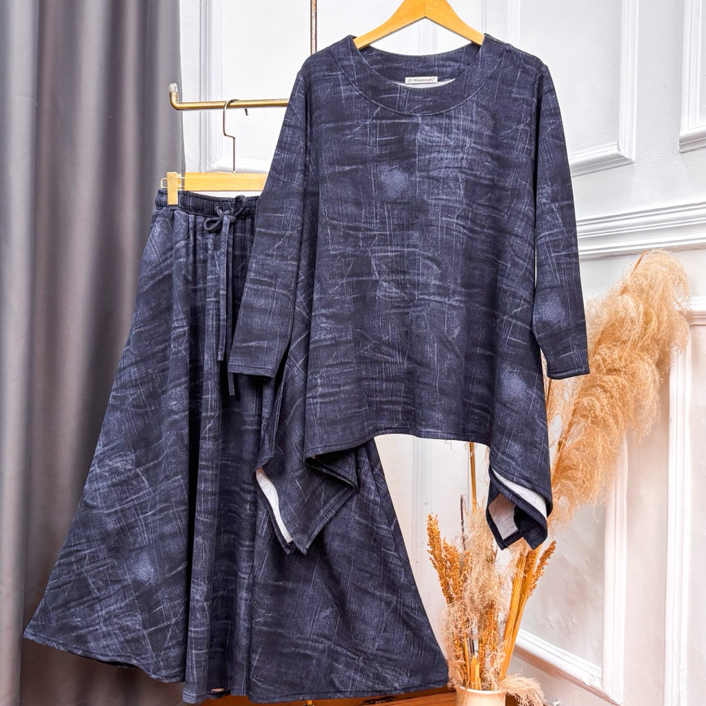 Oneset Rok Kulot Simple Brush Jumbo - JV Hasanah Simple Rok Kulot Brush Series Jumbo