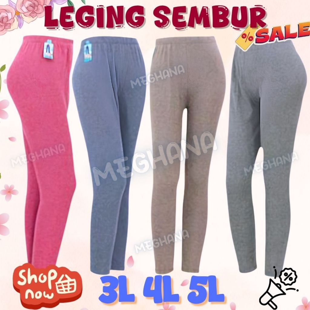 Legging Panjang Sembur Warna 3L 4L 5L Spandex Rayon