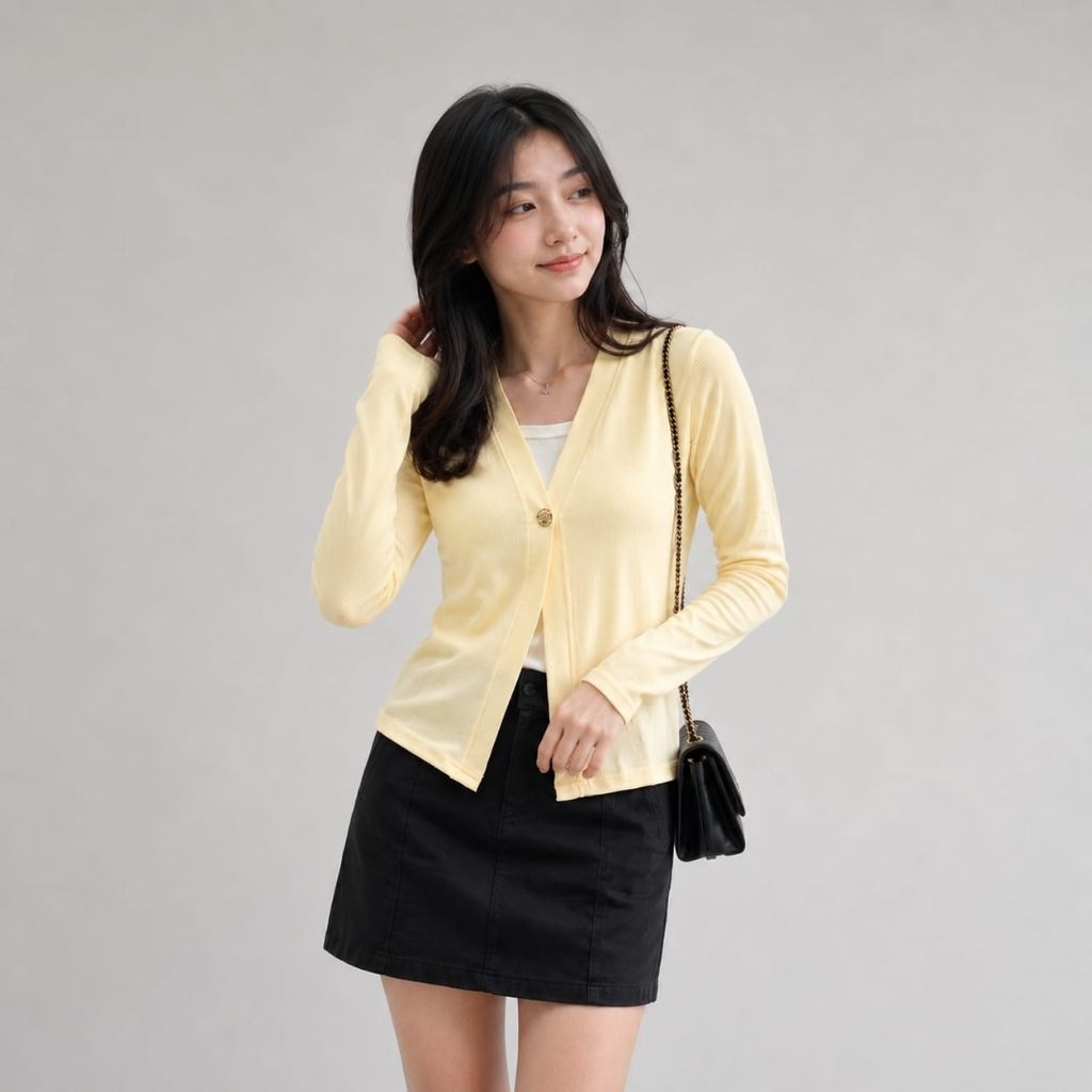 CARDIGAN RAJUT KANCING 1  PREMIUM PUTIH