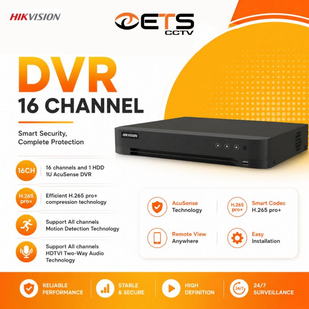 DVR HIKVISION 16 CHANNEL - ACUSENSE DVR