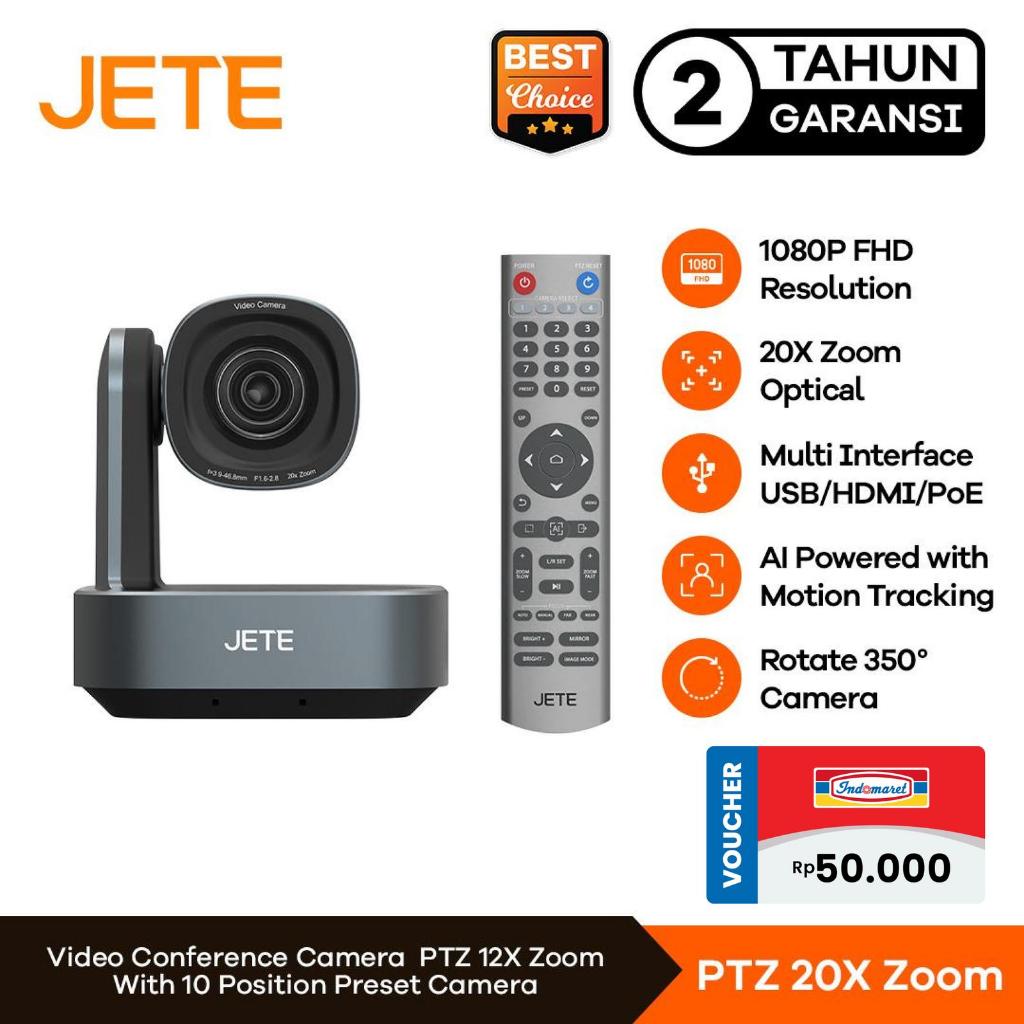 JETE PTZ Video Conference 20x Zoom 1080p Full HD Optical Zoom Live Stream Webcam - Garansi Resmi