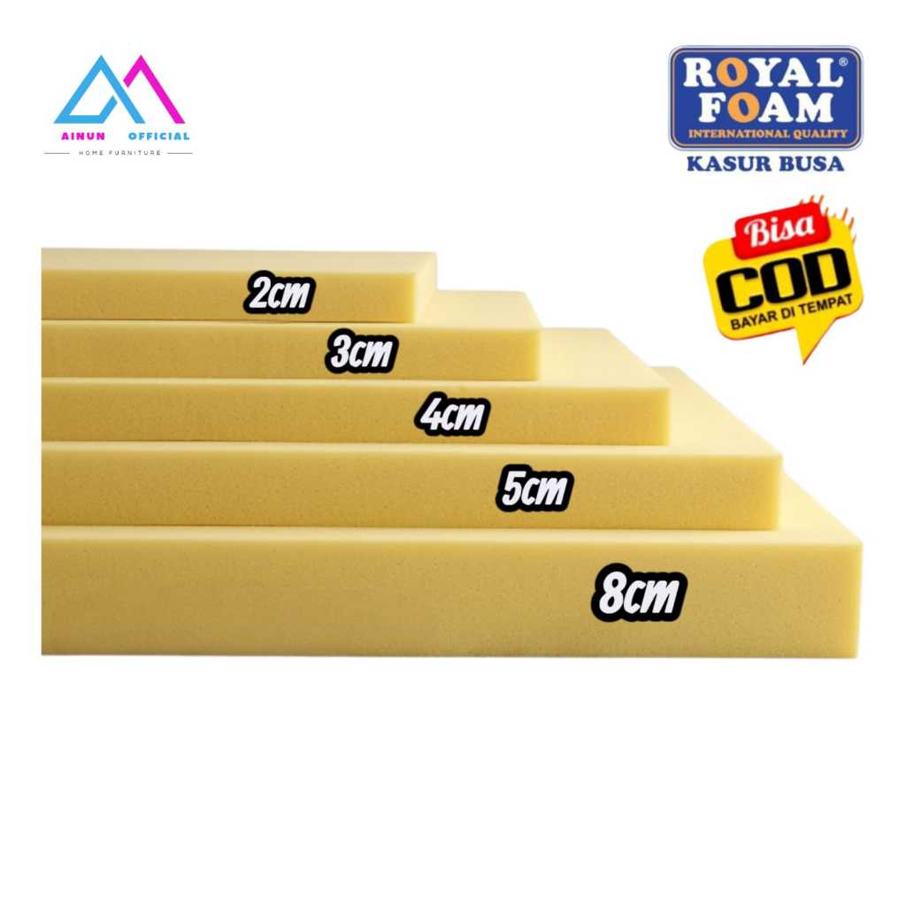BUSA ROYAL FOAM ORIGINAL Tebal 3cm, 4cm, 5cm, 8cm Busa Lembaran Kasur Surpet Density 16 Yellow