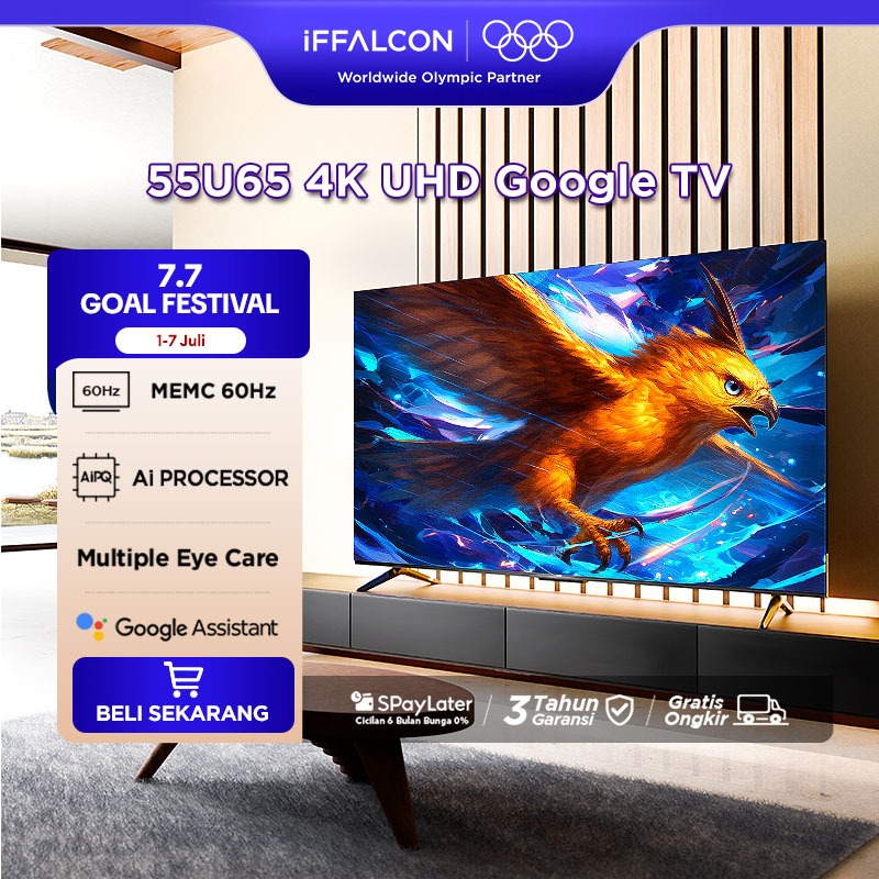 iFFALCON by TCL 55 inch U65 Series Google TV (Android 12) Smart Digital - 4K UHD - Dolby Audio - Goo