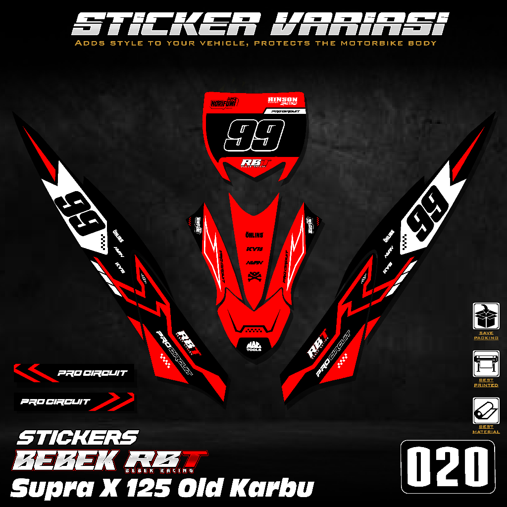 Stiker RBT Supra X 125 Lama Modif - Sticker PNP, Tahan Lama
