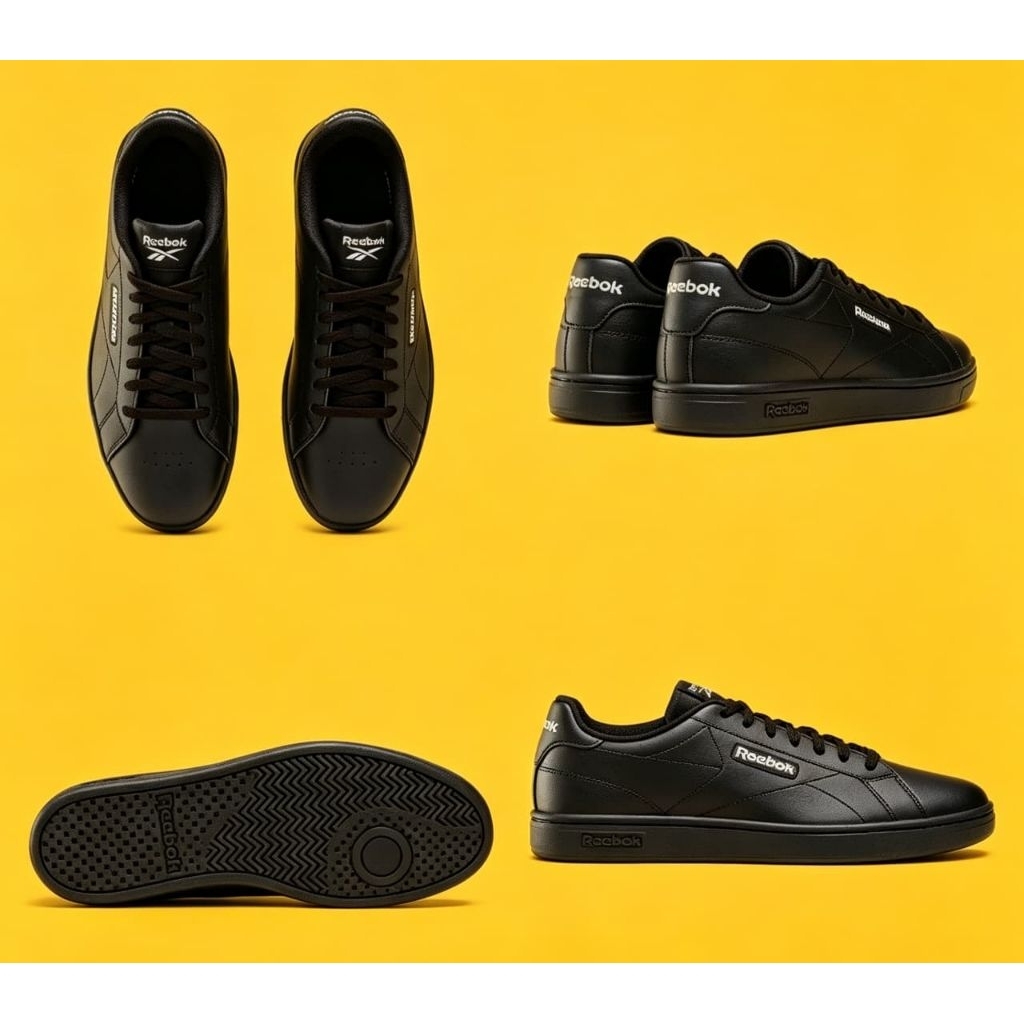 sepatu sekolah reebok hitam polos ukuran 37