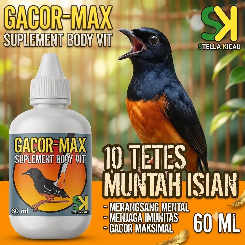 GACOR MAX suplemen penggacor burung murai termurah bisa cod 60 ml