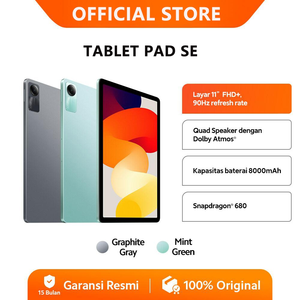 MI Pad SE Tablet PC Asli 6GB RAM + 128GB ROM Snapdragon 685 Android(13) 10.1 inch Layar Full Screen 