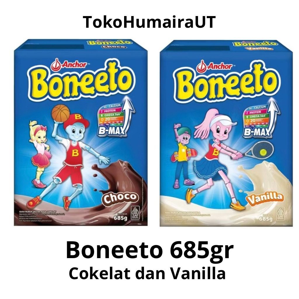 BONEETO Vanilla Coklat 685gr | ANCHOR BONETO 685gr| Susu Bubuk Anak Sekolah (2-12 TAHUN) - Nutrisi P
