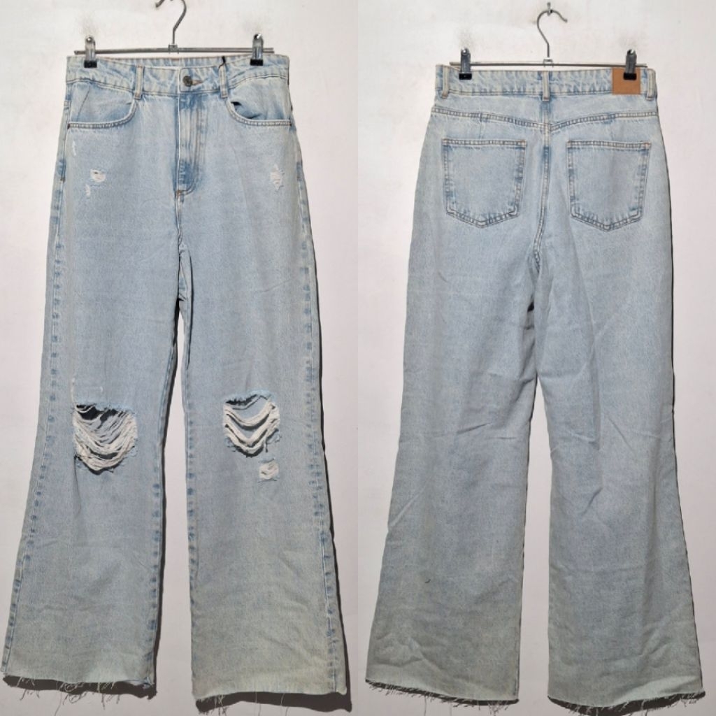 ZARA CELANA JEANS BAGGY RIPPED WIDE LEG JEANS BARU ASLI ORIGINAL
