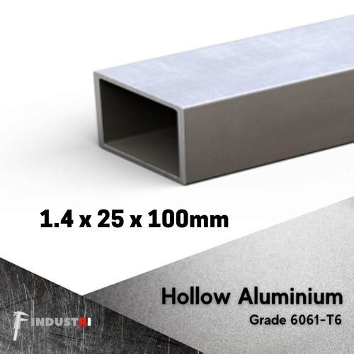 Hollow Aluminium 25 mm x 100 mm tebal 1.4 mm | Hollow Aluminium dural 6061 | Pipa Holo Kotak
