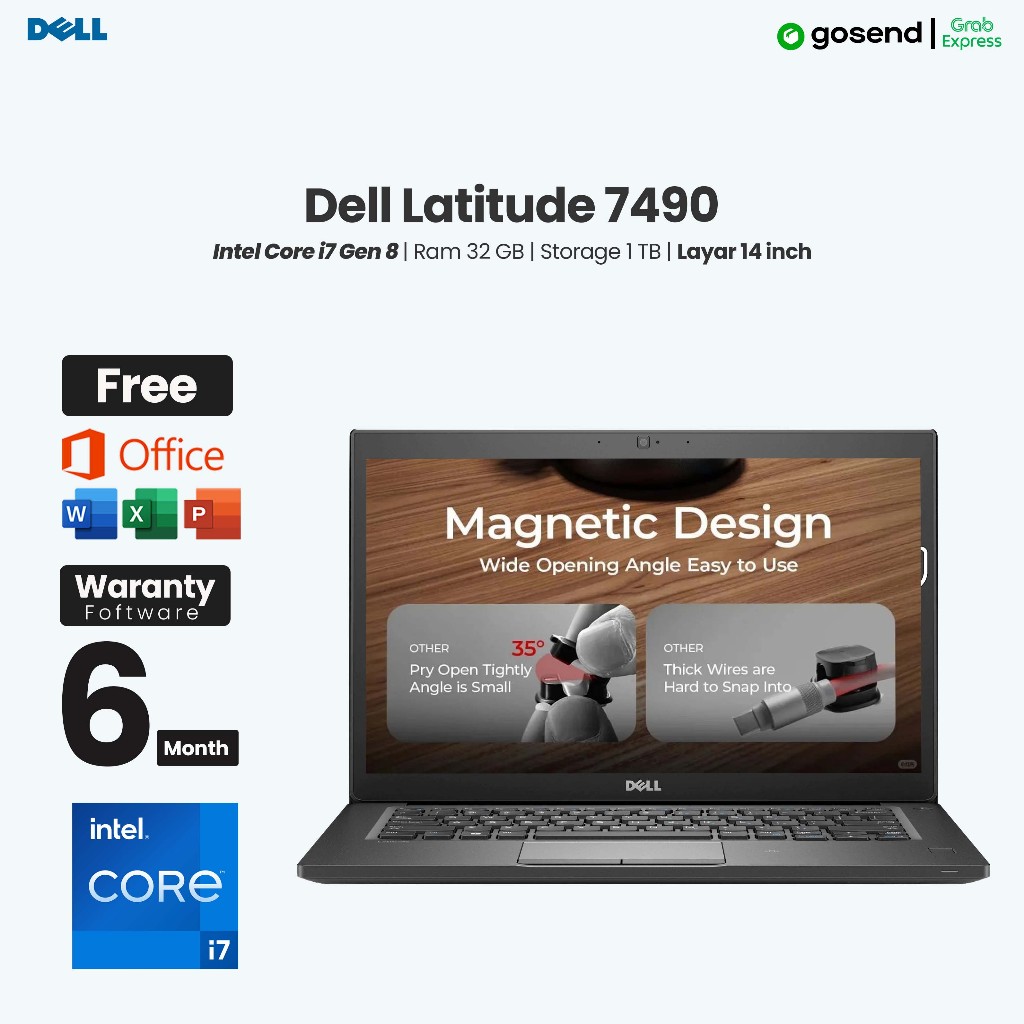 Laptop Dell Latitude 7490 Core i7 Gen 8 Ram 32 GB SSD 1 TB Layar 14 Inch Touchscreen