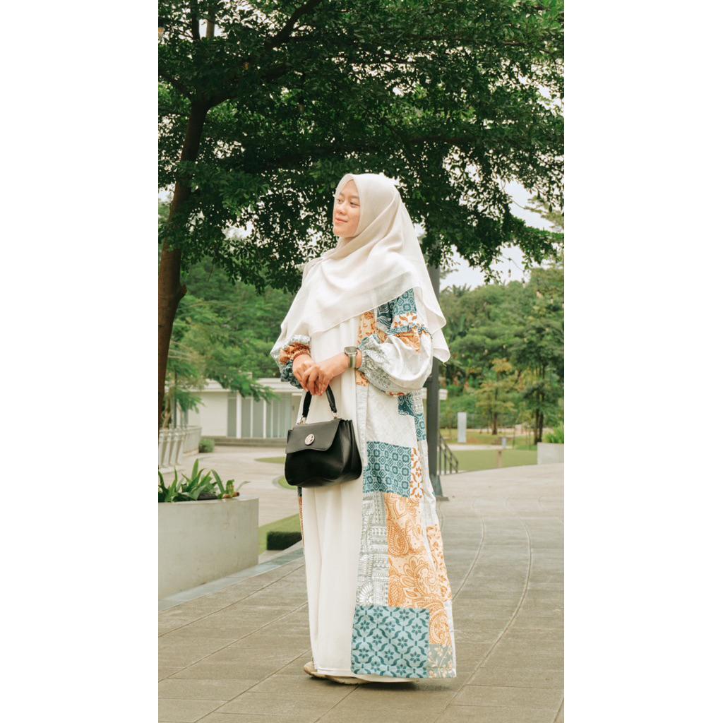 PREMIUM Outer Long Cardigan Patchwork Series hijau