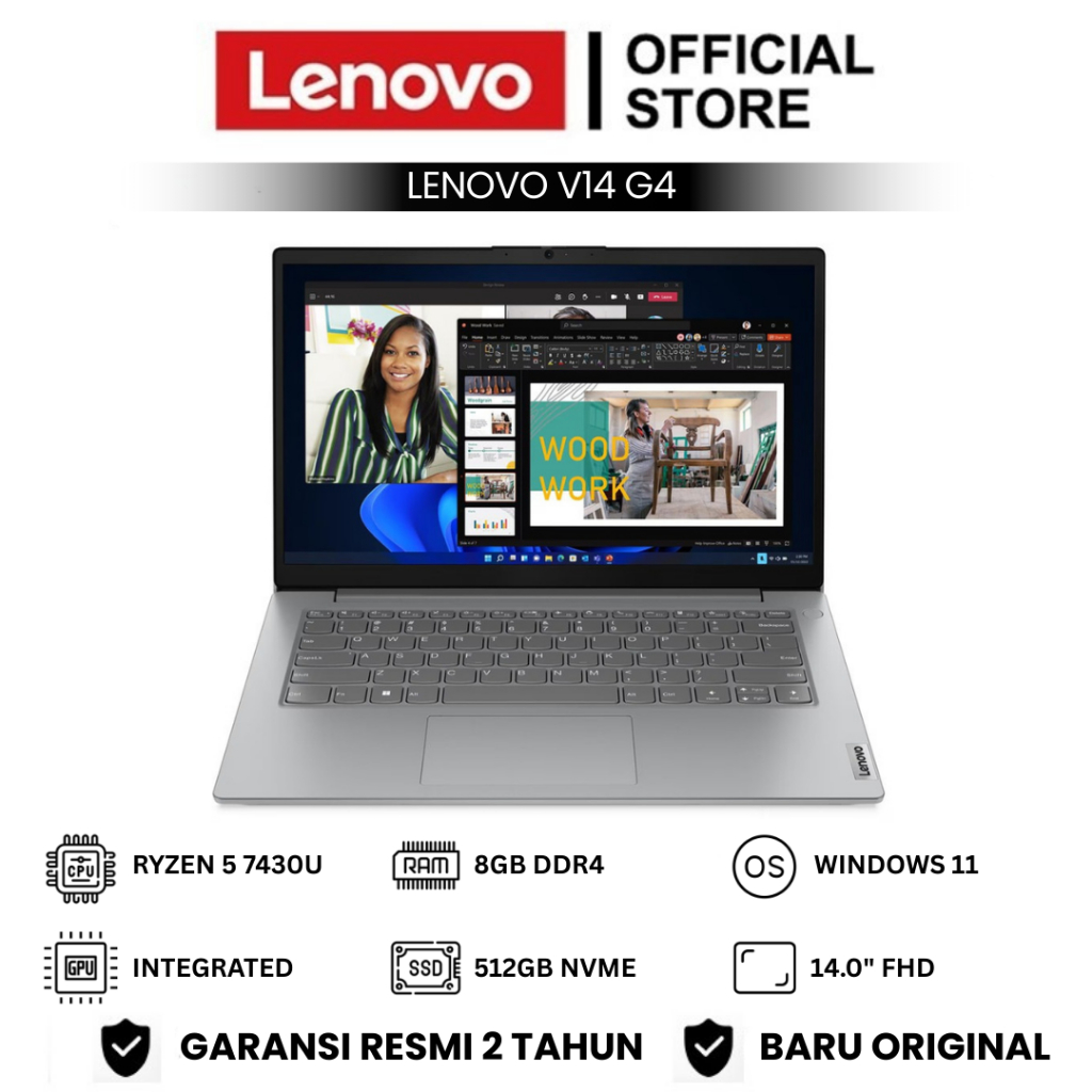 Lenovo V14-G4 RYZEN 5 7430U 8GB SSD 512GB 14 W11 + OHS 2024
