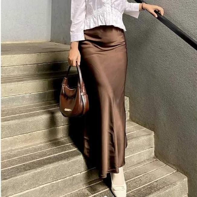 Rok Satin Silk Premium / Premium Satin Silk Skirt / Rok Wanita / korean Skirt