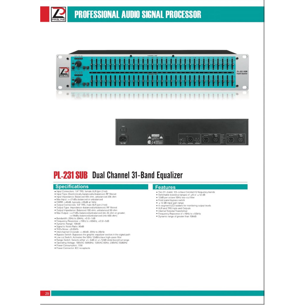 equalizer pasline pl-231 sub