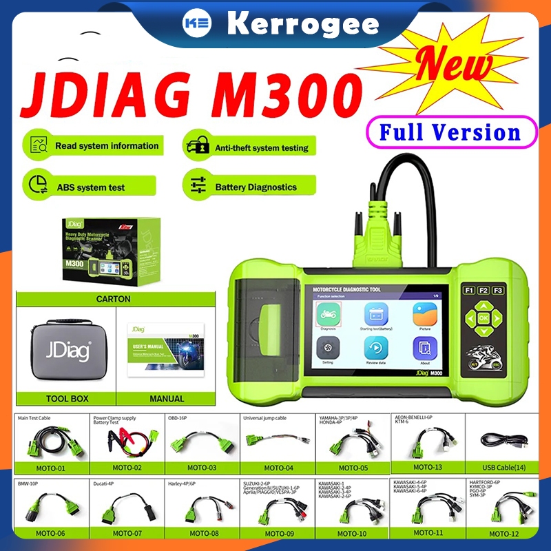 --Dukung Bahasa Indonesia--JDiag Motorcycle Scanner M300 Motor Scanner Function Diagnostic Tool CO M
