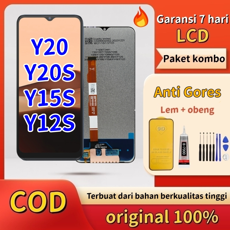 LCD HP VIVO Y20 Y20s Y15S Y12S Fullset Original/OEM Layar + Touchscreen, 100% Tested, Ready Stock,