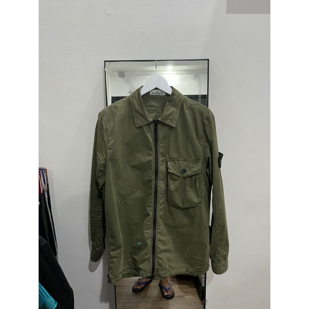 Overshirt Stone Island Zip Pocket Green Olive