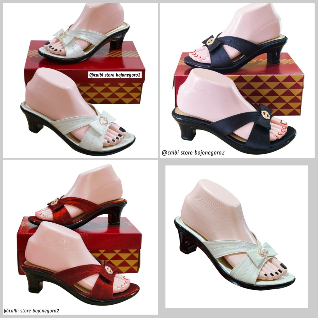 (( READY HEELS 5cm & 9cm )) SANDAL CALBI HEELS MODEL SELOP CASUAL DAN ELEGANT DI PAKAI