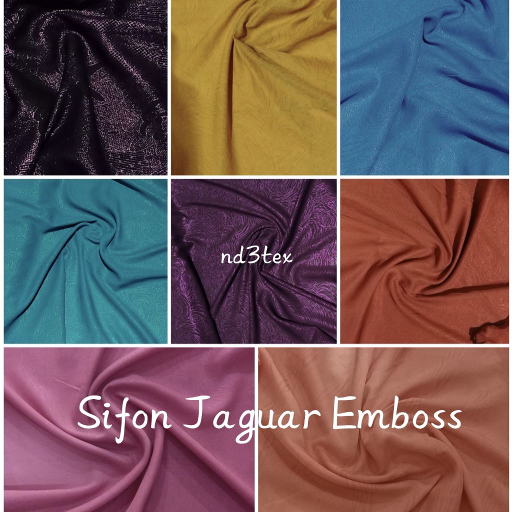 Kain Sifon Jaguar Emboss Glossy Motif Lebar 150 cm