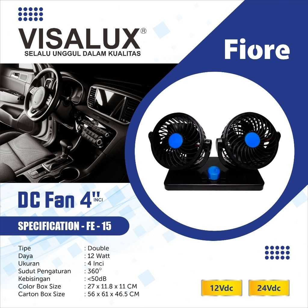 Kipas Angin Mobil Visalux Fiore 12volt DC