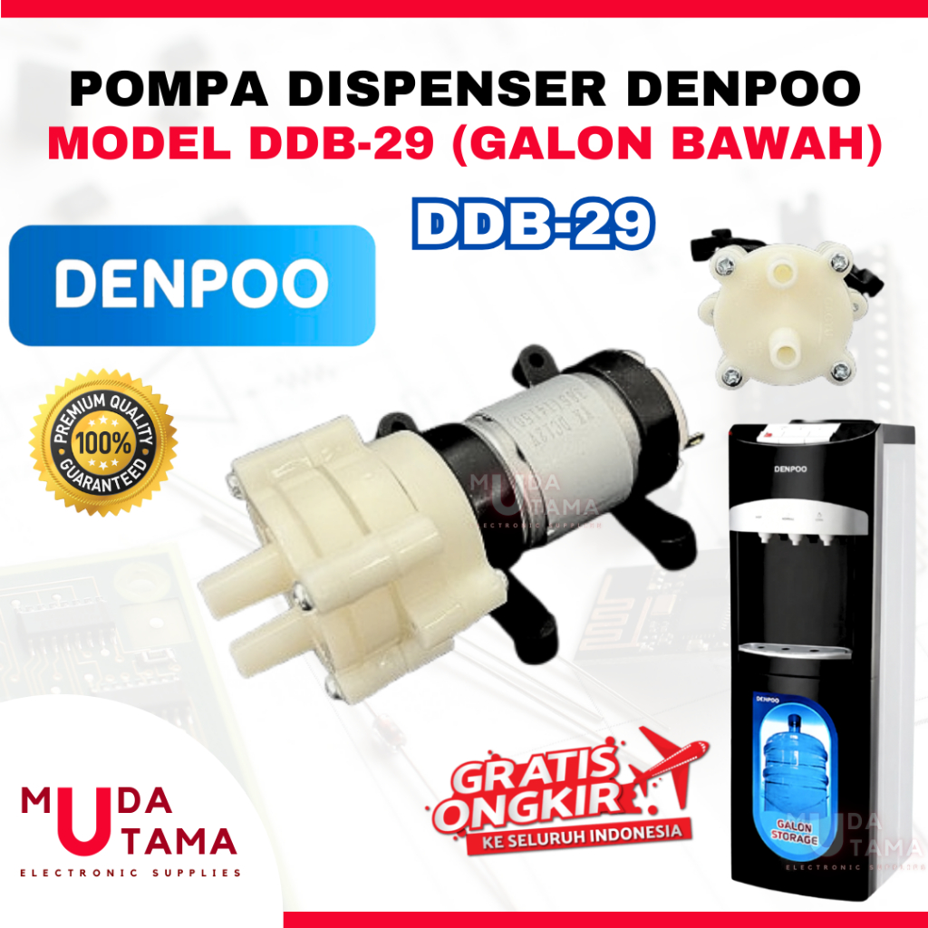 DINAMO POMPA DISPENSER DENPOO DDB-29 GALON BAWAH 12 Volt | MOTOR DISPENSER GALON BAWAH DENPOO DDB-29