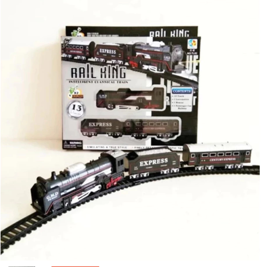 Rail King - Mainan Anak Rel Kereta Api / Rail King 13 Pcs / Gerbong Elektrik Train Rel