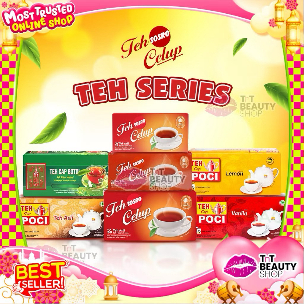Teh Celup Sosro | Cap Botol Hijau | Poci | Hitam Berkualitas | Bonteh Teh Celup